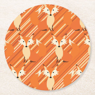 Porta-copo De Papel Redondo Tema do Pequeno Fox Cute Colorir primeiro aniversa