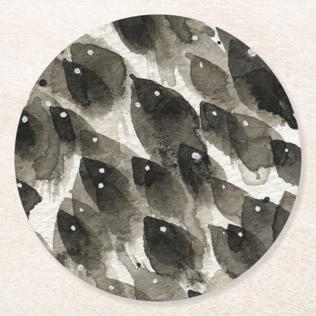 Porta-copo De Papel Redondo Tempestade de Peixes (Frente)