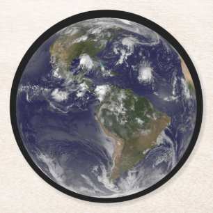 Porta-copo De Papel Redondo Terra De cheio Mostrando Tempestades Tropicais No