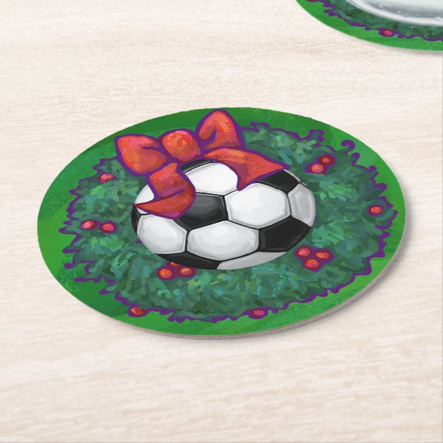 Porta-copo De Papel Redondo Terra de Natal da Bola de Futebol (Angulado)
