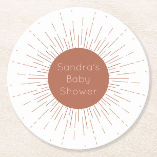 Porta-copo De Papel Redondo Terracotta Boho Sun