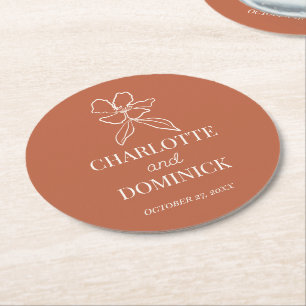Porta-copo De Papel Redondo Terracotta Mínimo Decor/Favor de Casamento Floral