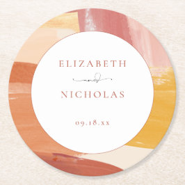 Porta-copo De Papel Redondo Terracotta Sunrise | Casamento Monograma