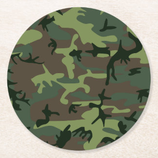Porta-copo De Papel Redondo Teste padrão verde de Camo Brown da camuflagem