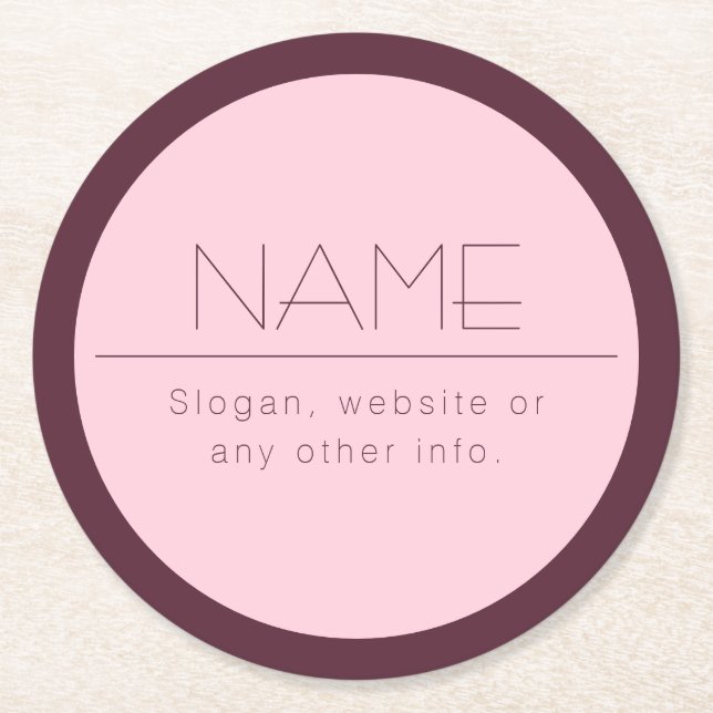 Porta-copo De Papel Redondo Texto moderno personalizável com limite (Frente)