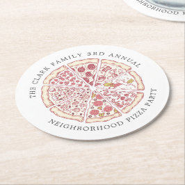 Porta-copo De Papel Redondo Texto Personalizado do Evento Pizza | Papel redond