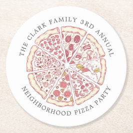 Porta-copo De Papel Redondo Texto Personalizado do Evento Pizza | Papel redond