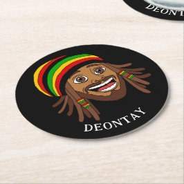 Porta-copo De Papel Redondo Texto Personalizado Do Homem Rasta jamaicano