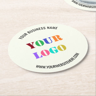 Porta-copo De Papel Redondo Texto personalizado do logotipo da empresa Porta c