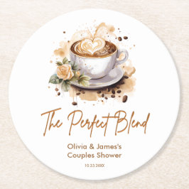 Porta-copo De Papel Redondo The Perfect Blend Coffee Wedding Couples Shower