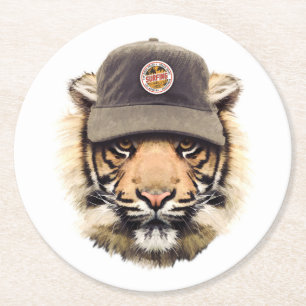 Porta-copo De Papel Redondo Tigre surfando