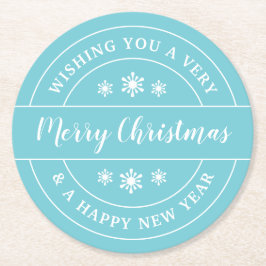 Porta-copo De Papel Redondo Típica Azul de Flocos de Neve de Natal