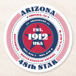 Porta-copo De Papel Redondo Tipografia arizona Vermelha Azul