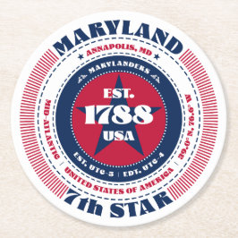 Porta-copo De Papel Redondo Tipografia Azul Vermelho de Maryland