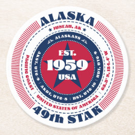 Porta-copo De Papel Redondo Tipografia do Alasca Red White Blue