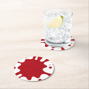 Porta-copo De Papel Redondo Tomato Red Splash Coaster – Design Personalizável
