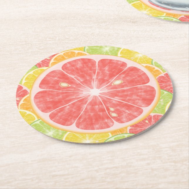 Porta-copo De Papel Redondo Toranja Citrus Slices (Angulado)