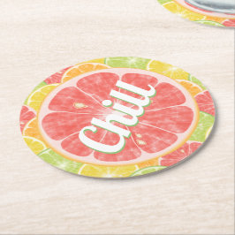 Porta-copo De Papel Redondo Toranja Citrus Slices Chill