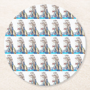 Porta-copo De Papel Redondo Traço Ferris Wheel-Chalk por Shirley Taylor