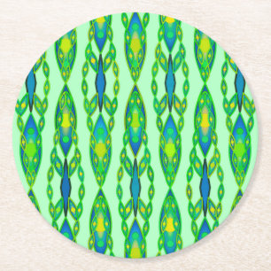 Porta-copo De Papel Redondo Tribal Batik - Mint, Emerald Green e Blue