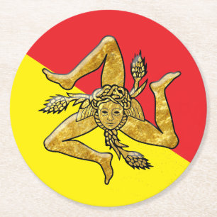 Porta-copo De Papel Redondo Trinacria siciliano no ouro