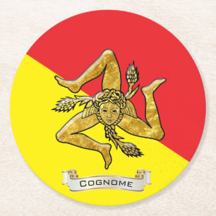 Porta-copo De Papel Redondo Trinacria siciliano no ouro personaliza