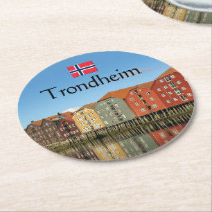 Porta-copo De Papel Redondo Trondheim Norway Souvenir