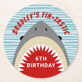 Porta-copo De Papel Redondo Tubarão qualquer Festa de aniversário etária