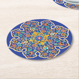 Porta-copo De Papel Redondo Turquesa persa