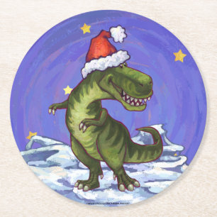 Porta-copo De Papel Redondo Tyrannosaurus Christmas
