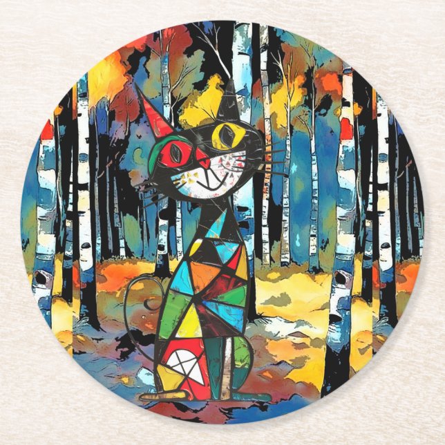 Porta-copo De Papel Redondo Um Dia Abstrato (Frente)