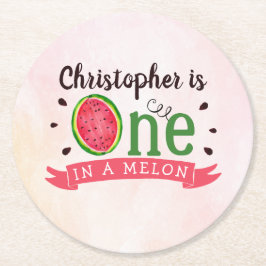 Porta-copo De Papel Redondo Um Em Um primeiro aniversario De Melão