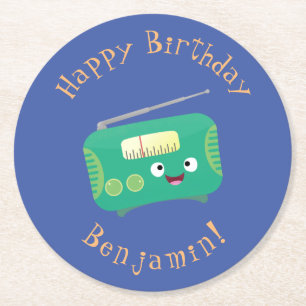 Porta-copo De Papel Redondo Um lindo e engraçado retrô de rádio