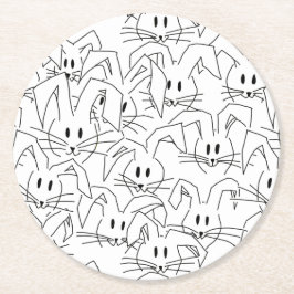 Porta-copo De Papel Redondo Um monte de Bunnies em branco - padrão perfeito.