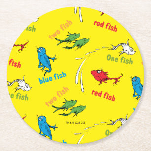 Porta-copo De Papel Redondo Um Peixe Dois Peixes Padrão Amarelo