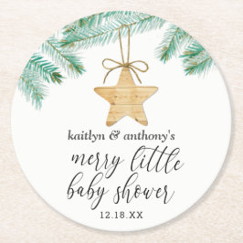 Porta-copo De Papel Redondo Um pequeno Chá de fraldas Feliz