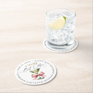 Porta-copo De Papel Redondo Um Pouco Mais Velho Martini Laço Rosa Aniversário