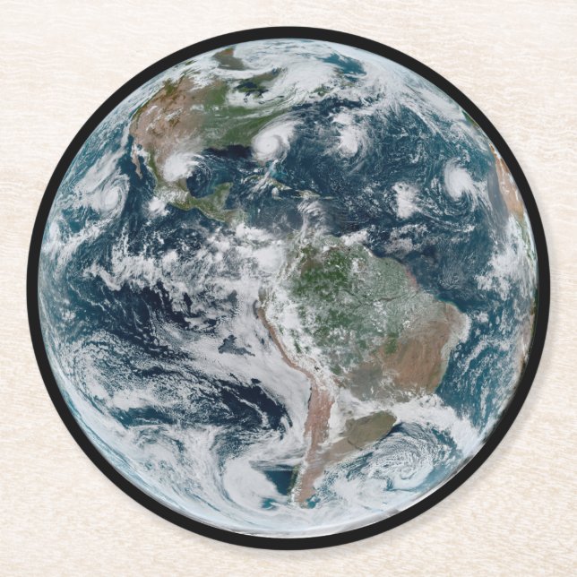 Porta-copo De Papel Redondo Uma Cadeia De Ciclones Tropicais (Frente)