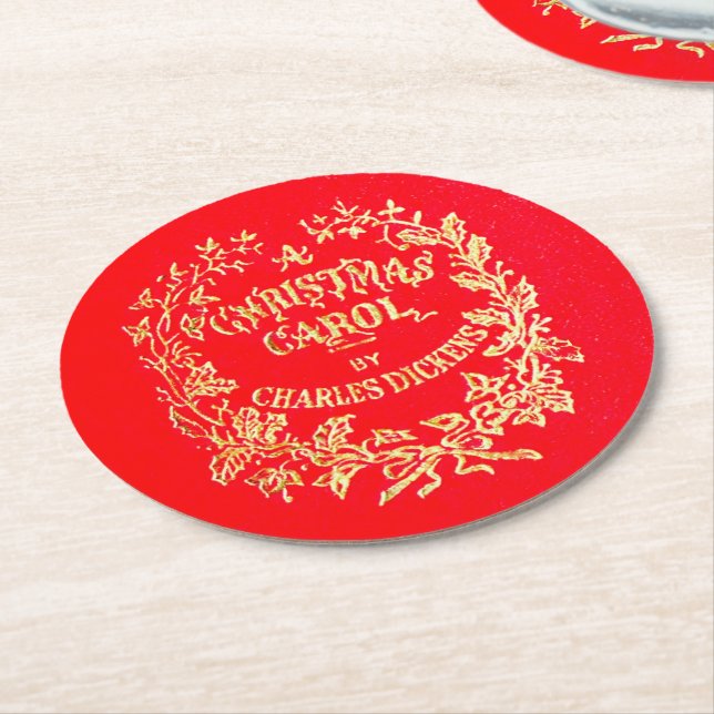 Porta-copo De Papel Redondo Uma Carol de Natal | Porta copos (Angulado)
