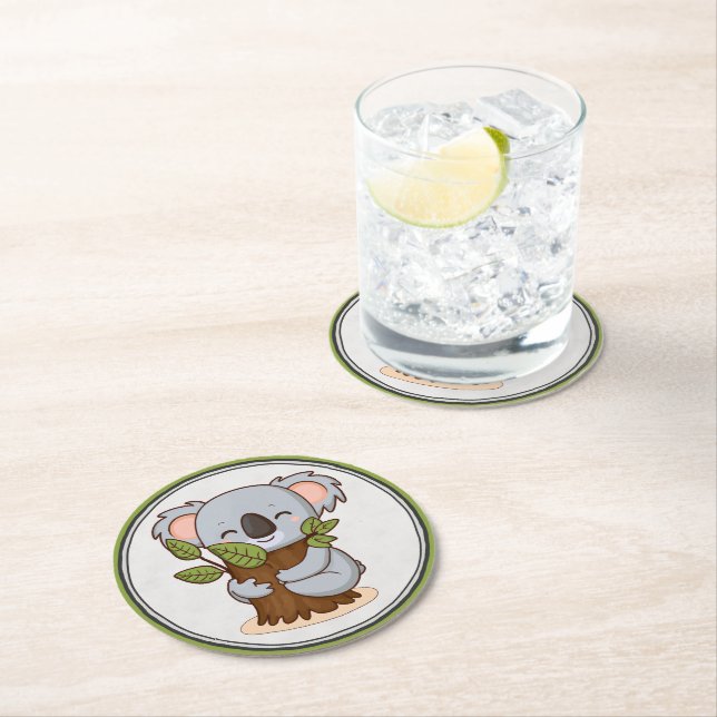 Porta-copo De Papel Redondo Urso coala de abraço em árvore (Insitu)