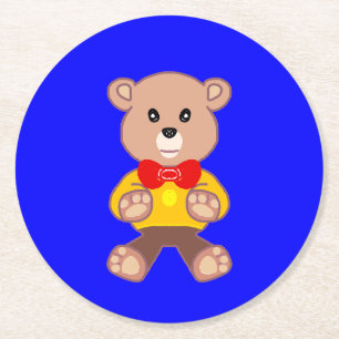 Porta-copo De Papel Redondo Urso de cor branca na Porta copos de papel azul