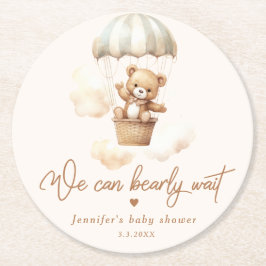 Porta-copo De Papel Redondo Urso de pelúcia podemos esperar chá de fraldas