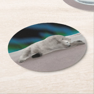 Porta-copo De Papel Redondo Urso Polar Descansando