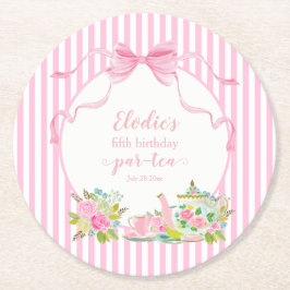 Porta-copo De Papel Redondo Vamos fazer uma Festa de Aniversário Par-tea Rosa