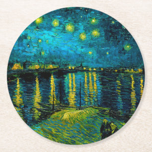 Porta-copo De Papel Redondo Van Gogh Starry Night Over the Rhône
