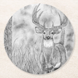 Porta-copo De Papel Redondo Veado na floresta