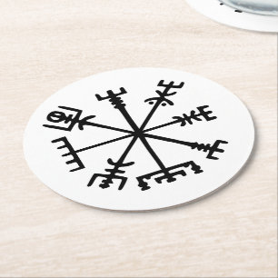 Porta-copo De Papel Redondo Vegvísir (Viking Compass)