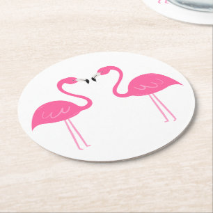 Porta-copo De Papel Redondo Verão Tropical Havaiano Luau Praia Flamingo Rosa