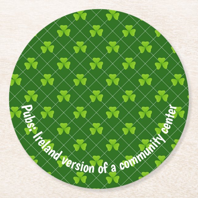 Porta-copo De Papel Redondo Versão irlandesa de um Community Center Shamrock (Frente)