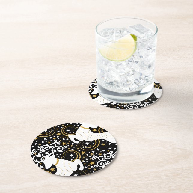 Porta-copo De Papel Redondo Vestido Floral Ouro (Insitu)